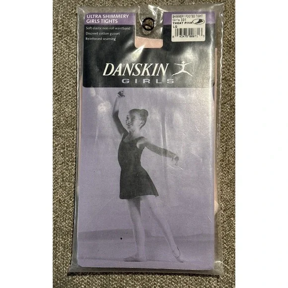 2 Danskin Ultra Shimmery Footed Tights Theat Pink Girl Large Styl 331 Dance Wear - Picture 3 of 9
